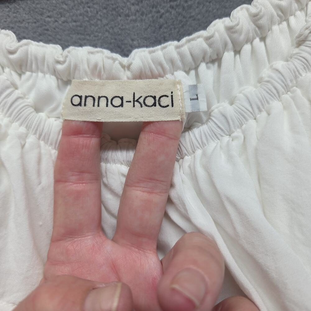 Anna-Kaci White Ruffle Maxi Dress L Off Shoulder Boho Coastal Vacation Feminine - Picture 6 of 14